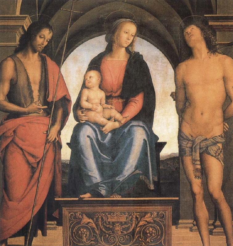 Pietro vannucci called IL perugino The Madonna and the Nino enthroned, with the Holy Juan the Baptist and Sebastian France oil painting art